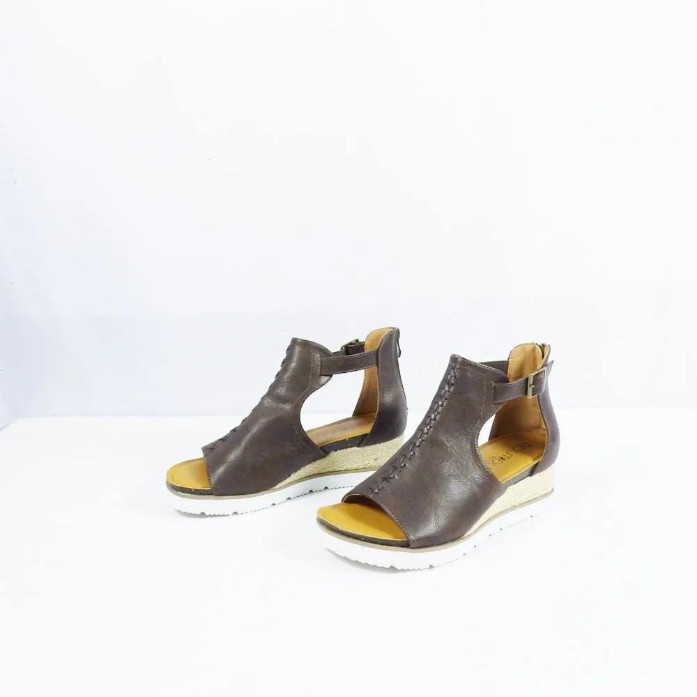 Corkys SUGAR CITY Espadrille Low Wedge Sandals Dark Brown NIB Open Toe Size 10 - Picture 14 of 15